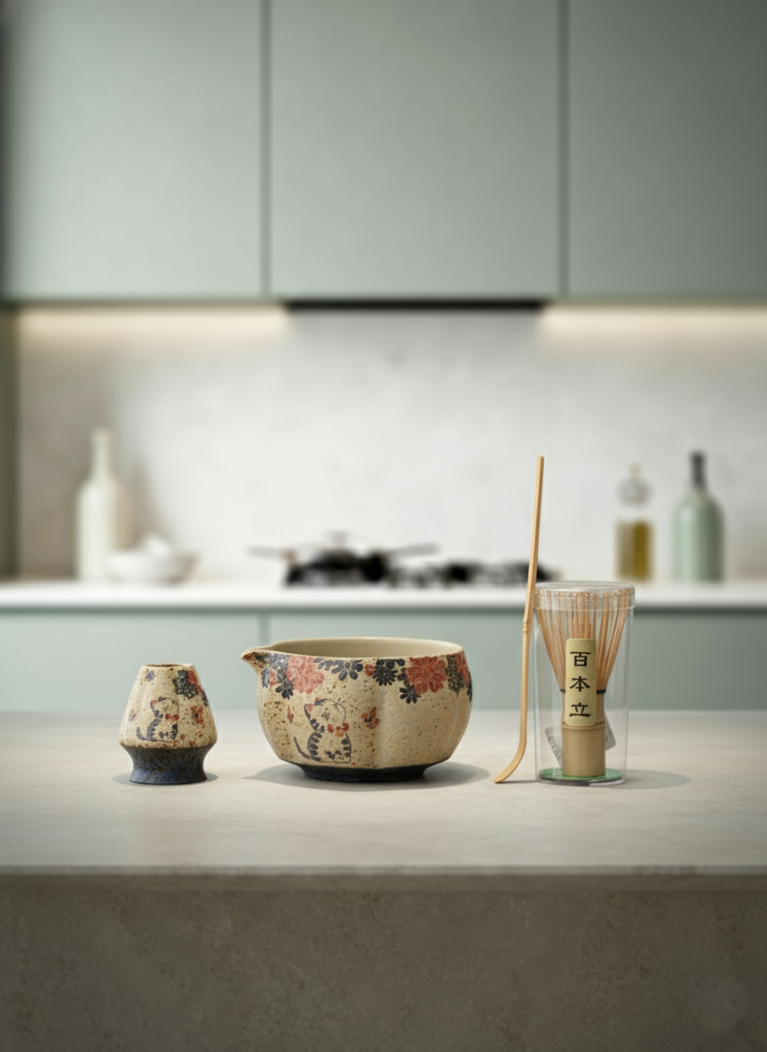 Matcha Sakura Neko • Zestaw ceremonialny